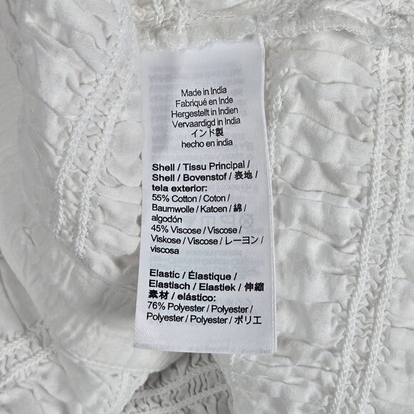 J. Crew Smocked button-up shirt‎ in cotton-blend voile White XL BU278 - Picture 5 of 8